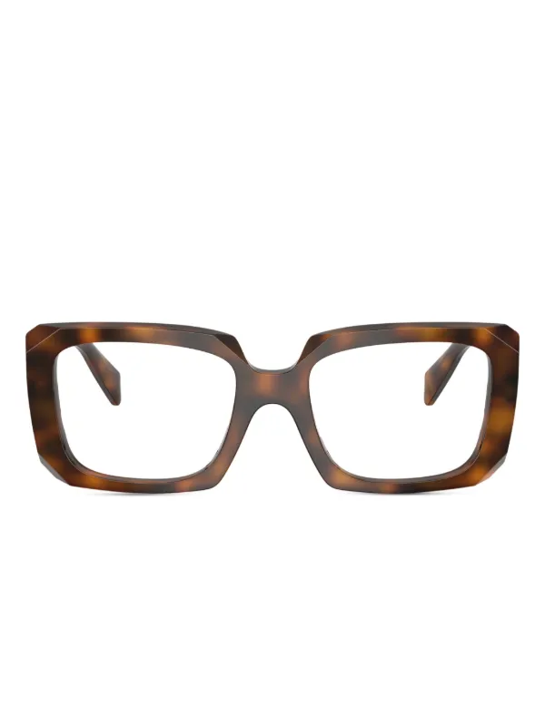 Prada Eyewear ジオメトリック メガネフレーム | ブラウン | FARFETCH JP
