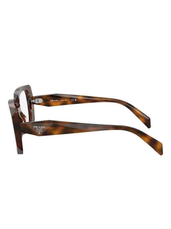 Prada Eyewear ジオメトリック メガネフレーム ブラウン FARFETCH JP