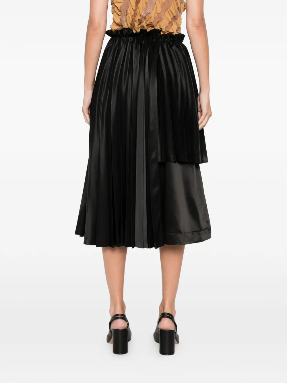 Noir Kei Ninomiya Pleated Asymmetric Midi Skirt In Black