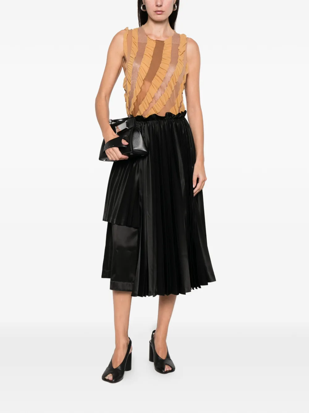 Noir Kei Ninomiya Asymmetrische plooirok - Zwart