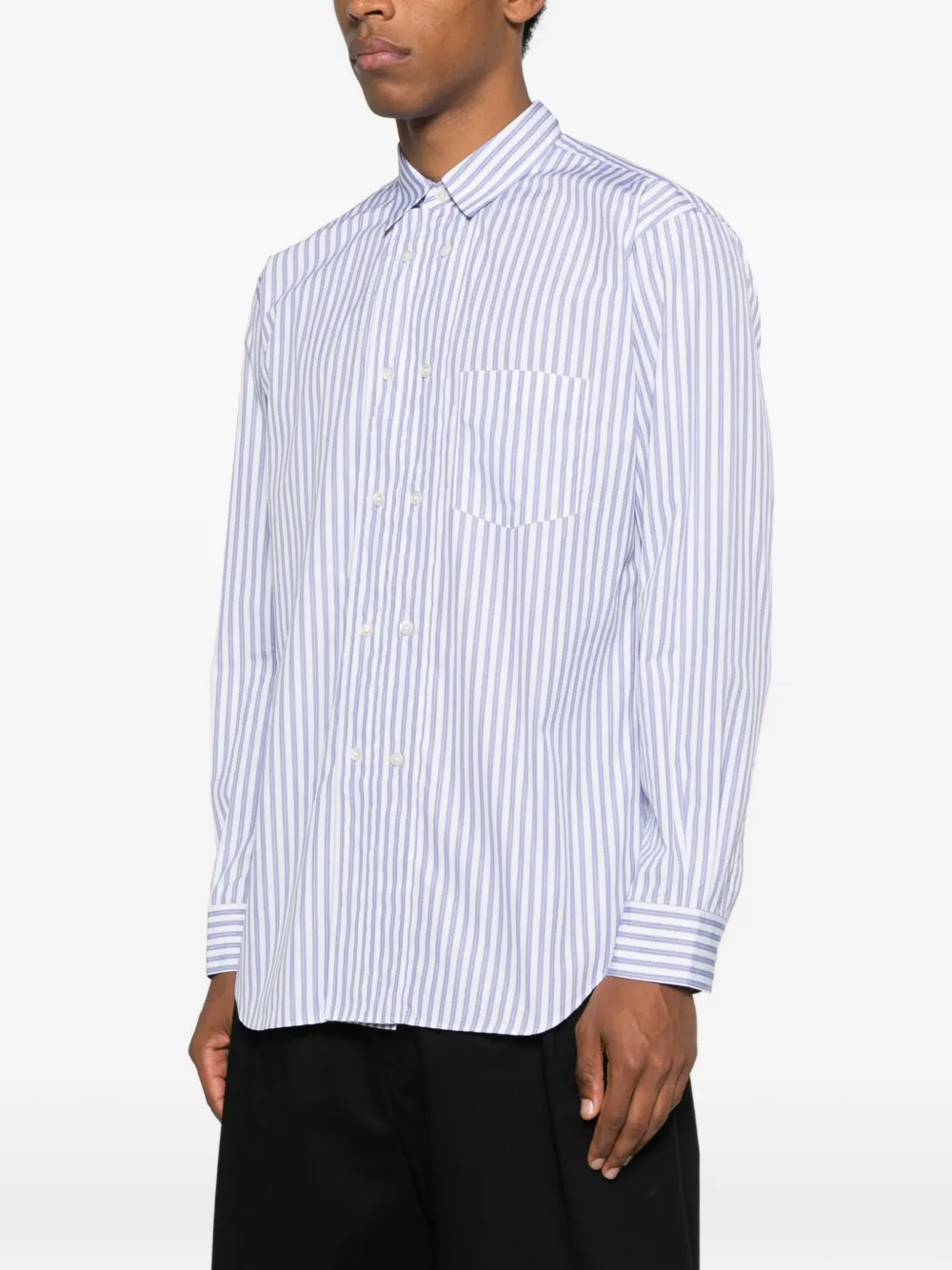 Comme Des Garçons Shirt Gestreepte overhemd met zak Blauw