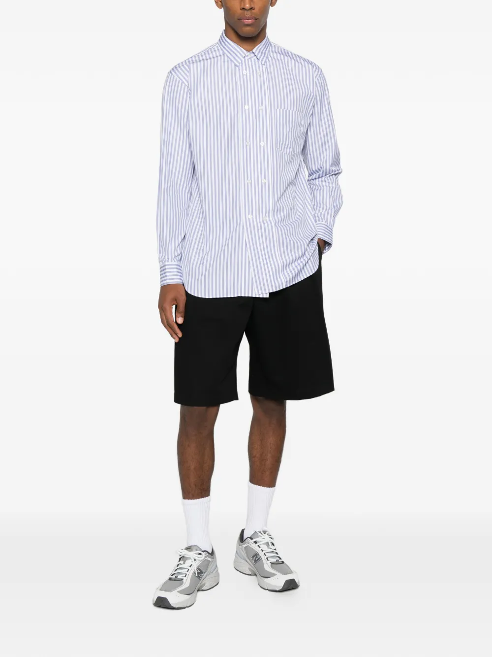 Comme Des Garçons Shirt Gestreepte overhemd met zak - Blauw