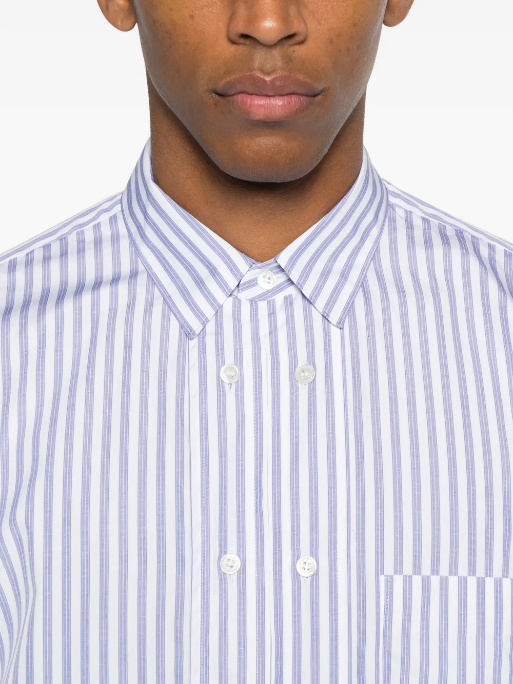 Comme Des Garçons Shirt Gestreepte overhemd met zak Blauw