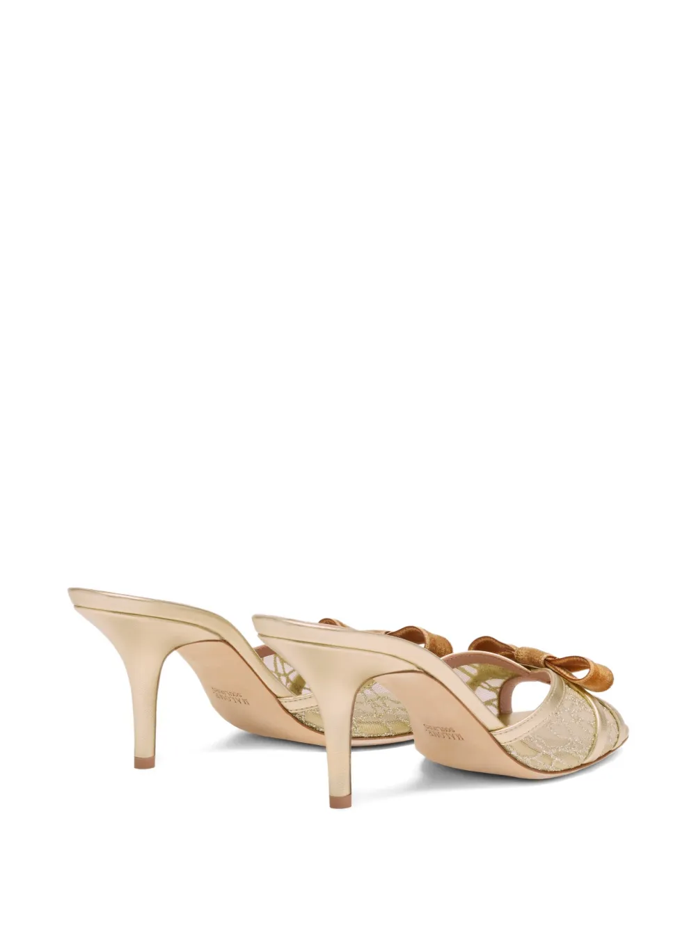 Malone Souliers 70 mm Perla sandalen met fluwelen strik Goud