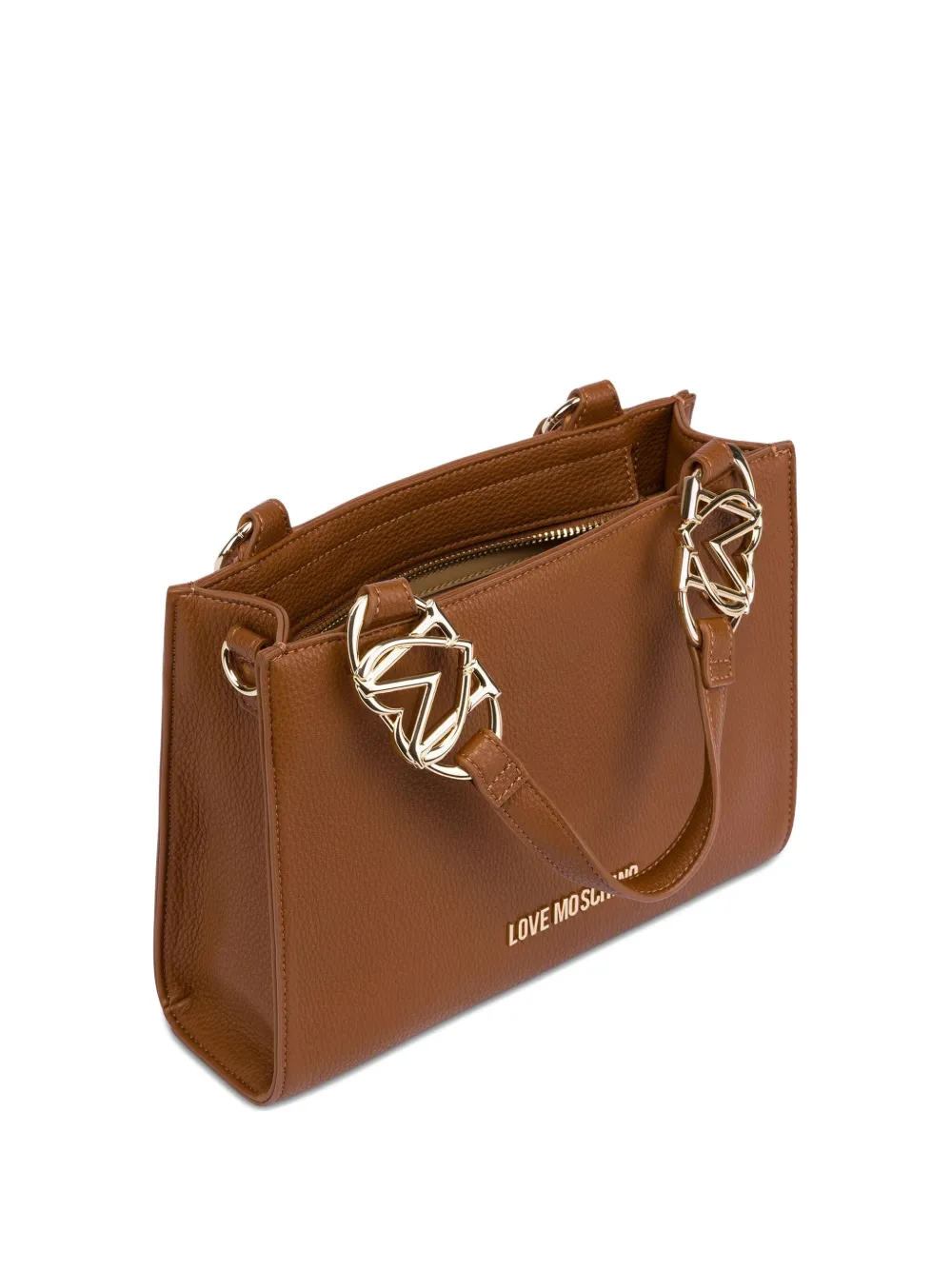Love Moschino Shopper met logoring en handgreep Bruin