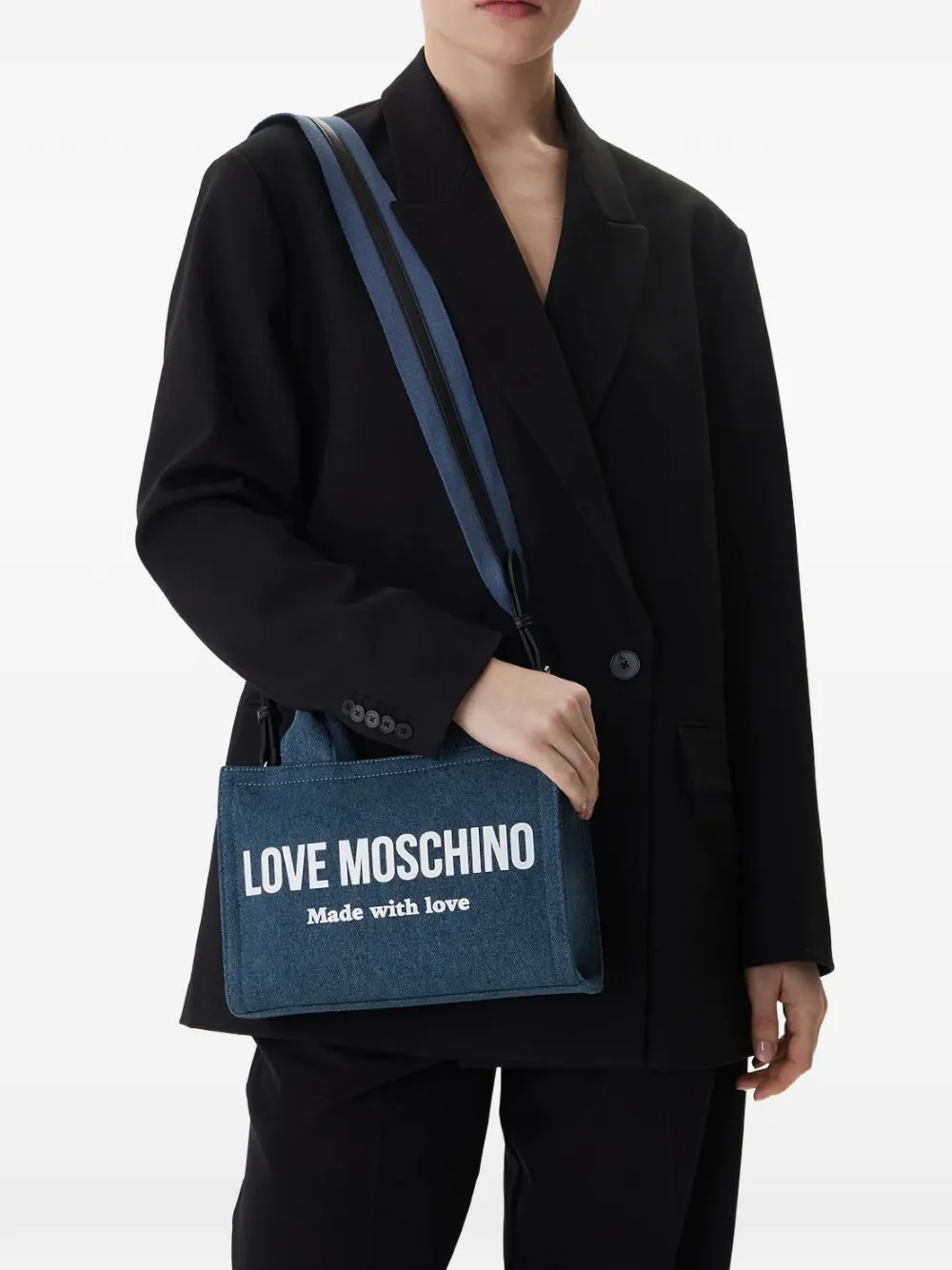 Love Moschino Shopper met logo Blauw