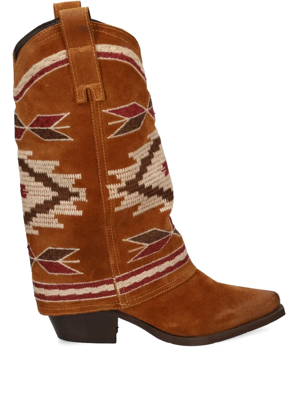 Metisse patterned leather boots - ブラウン