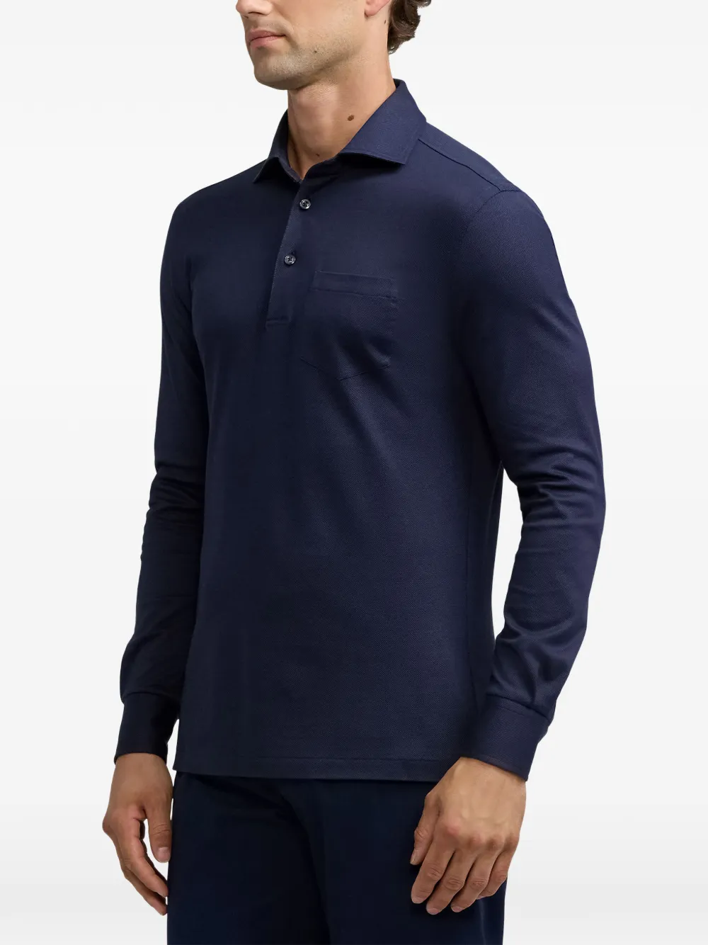 Ralph Lauren Purple Label long-sleeve pocket polo shirt Blauw