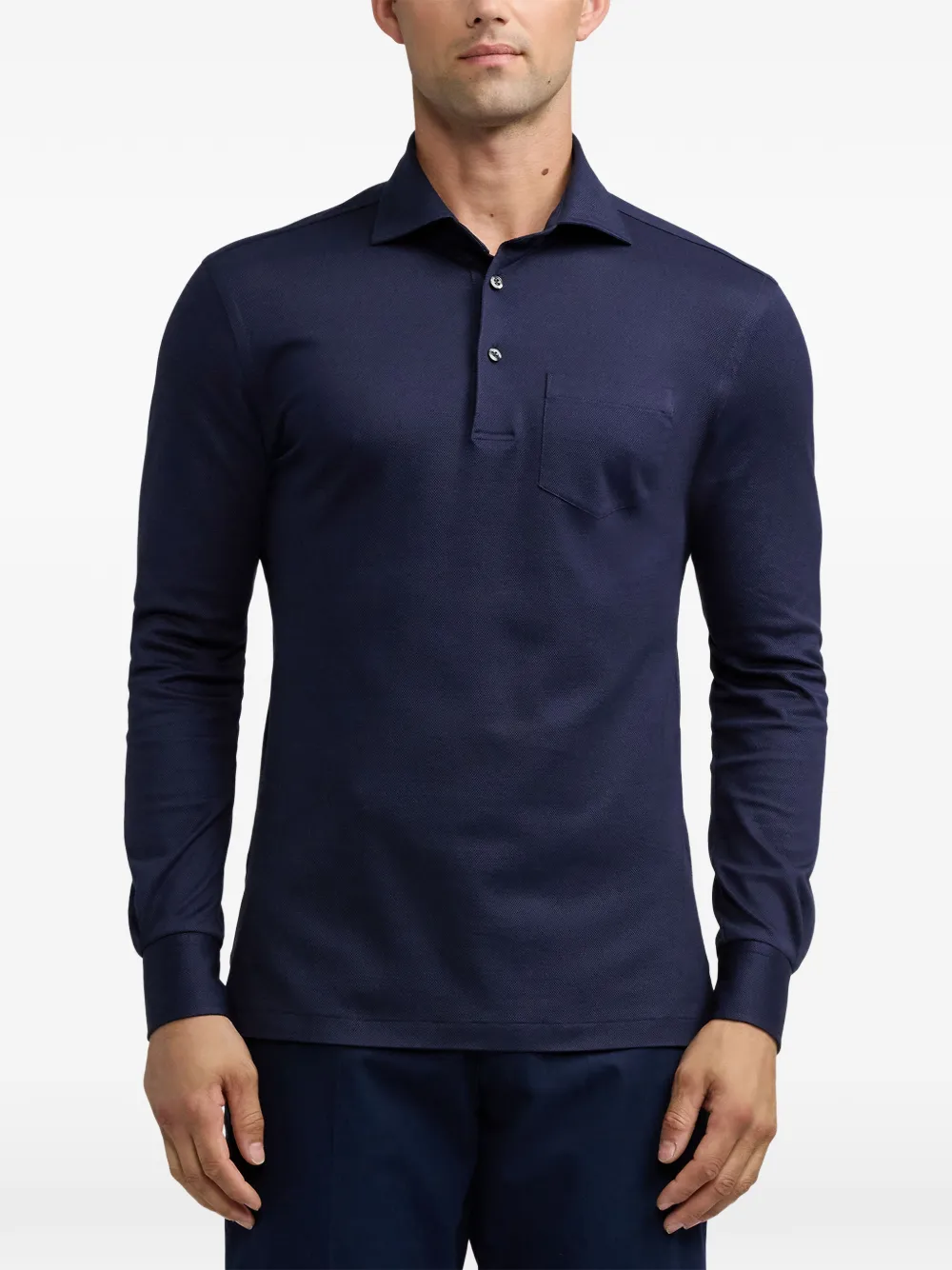 Ralph Lauren Purple Label long-sleeve pocket polo shirt Blauw