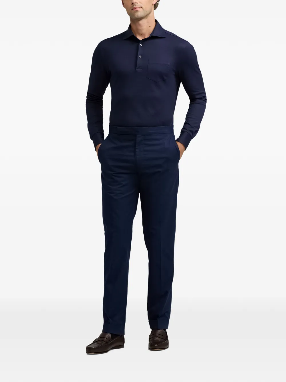Ralph Lauren Purple Label long-sleeve pocket polo shirt Blauw