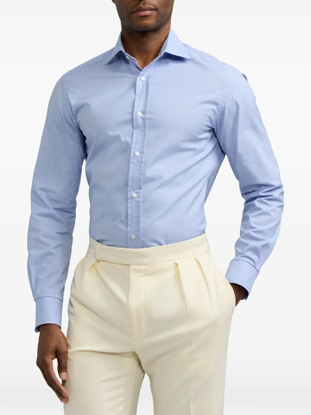Ralph Lauren Purple Label Katoenen overhemd met gespreide kraag Blauw