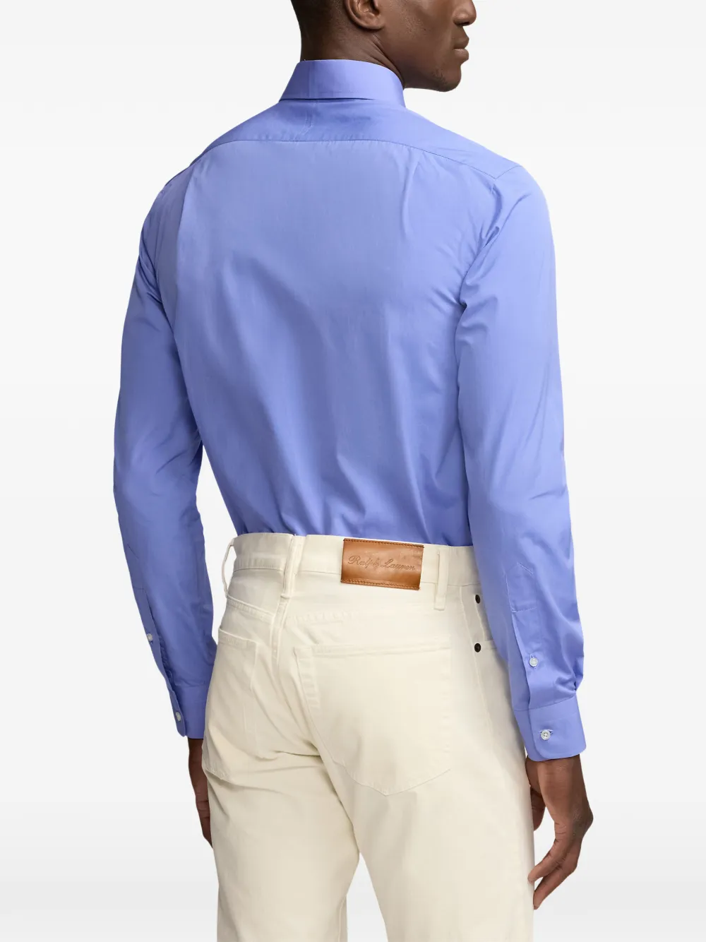 Ralph Lauren Purple Label End-on-End long-sleeve spread-collar shirt Blauw