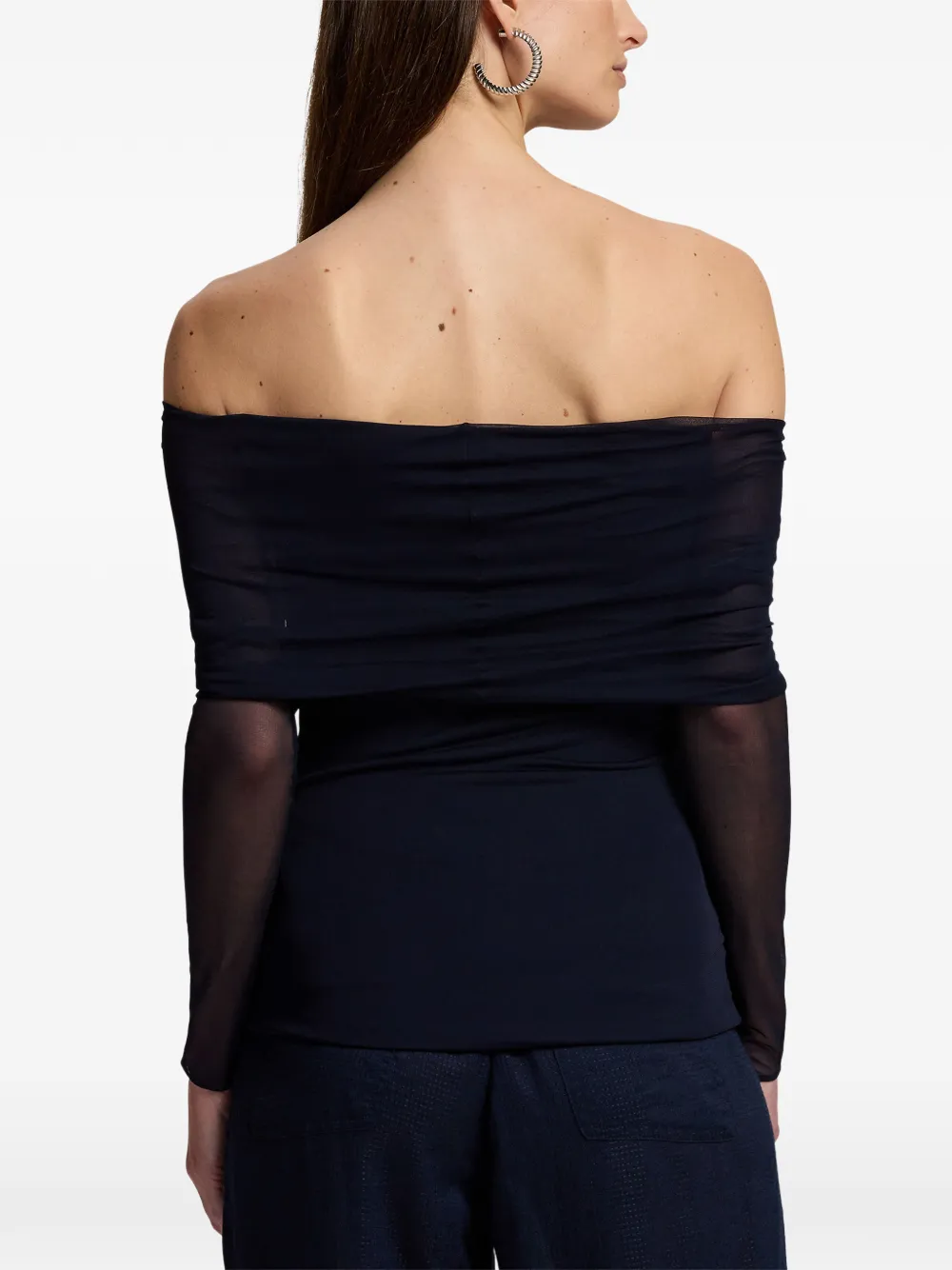Ralph Lauren Collection off-shoulder long-sleeve top Blauw