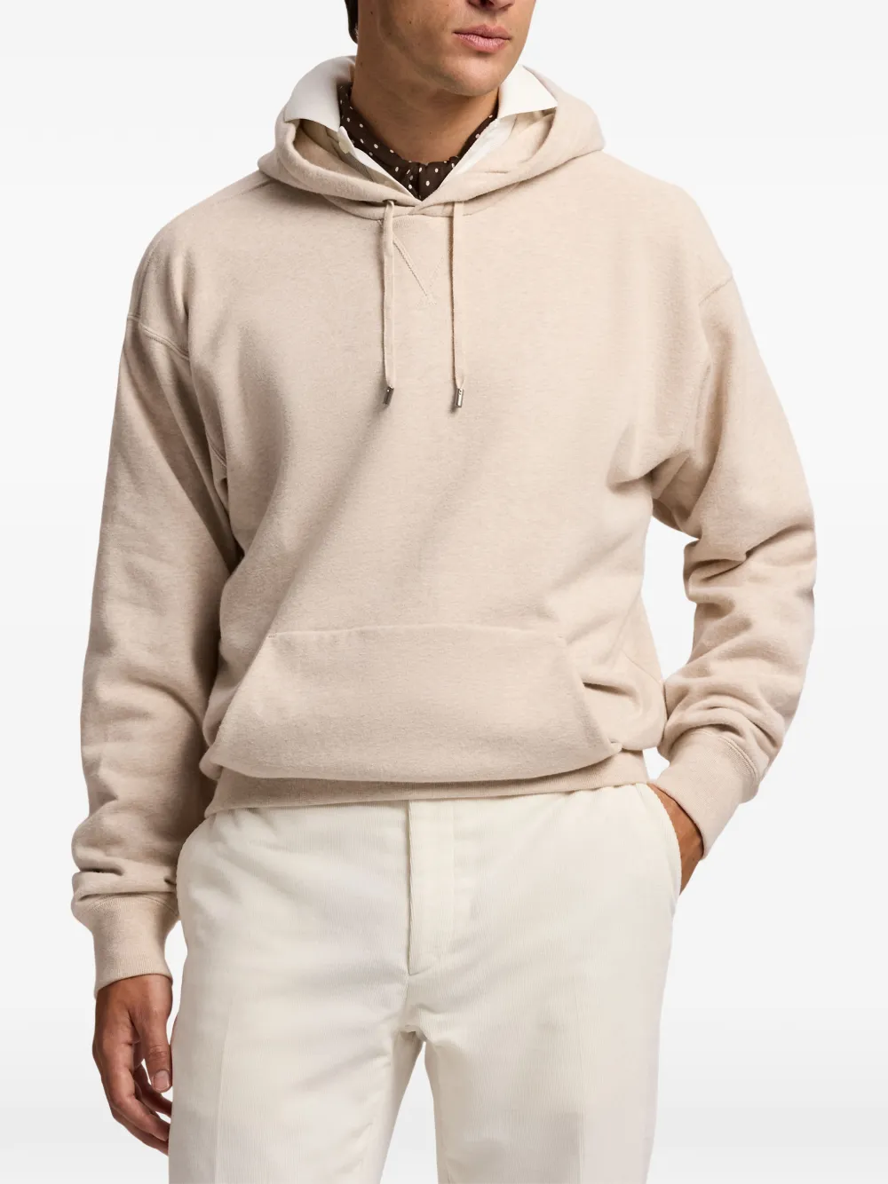 Ralph Lauren Purple Label mélange-effect drawstring hoodie Beige