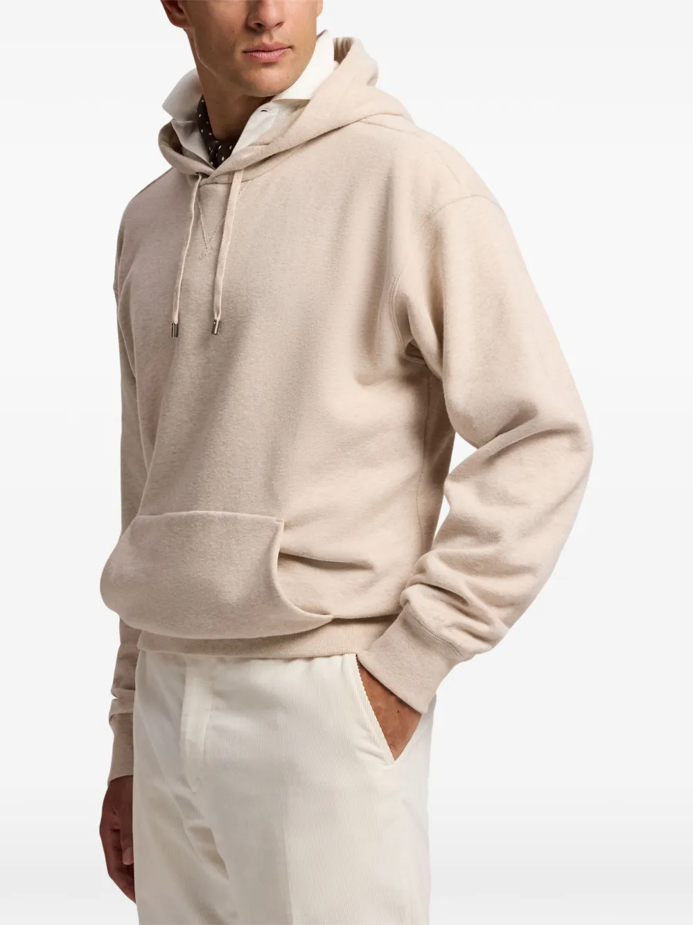 Ralph Lauren Purple Label mélange-effect drawstring hoodie Beige