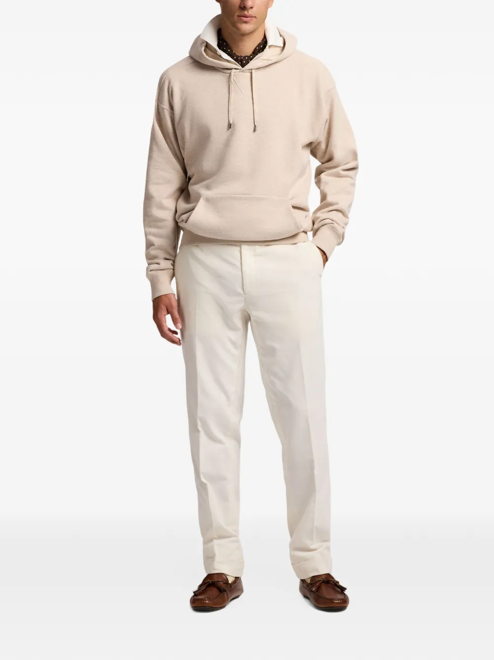 Ralph Lauren Purple Label mélange-effect drawstring hoodie Beige