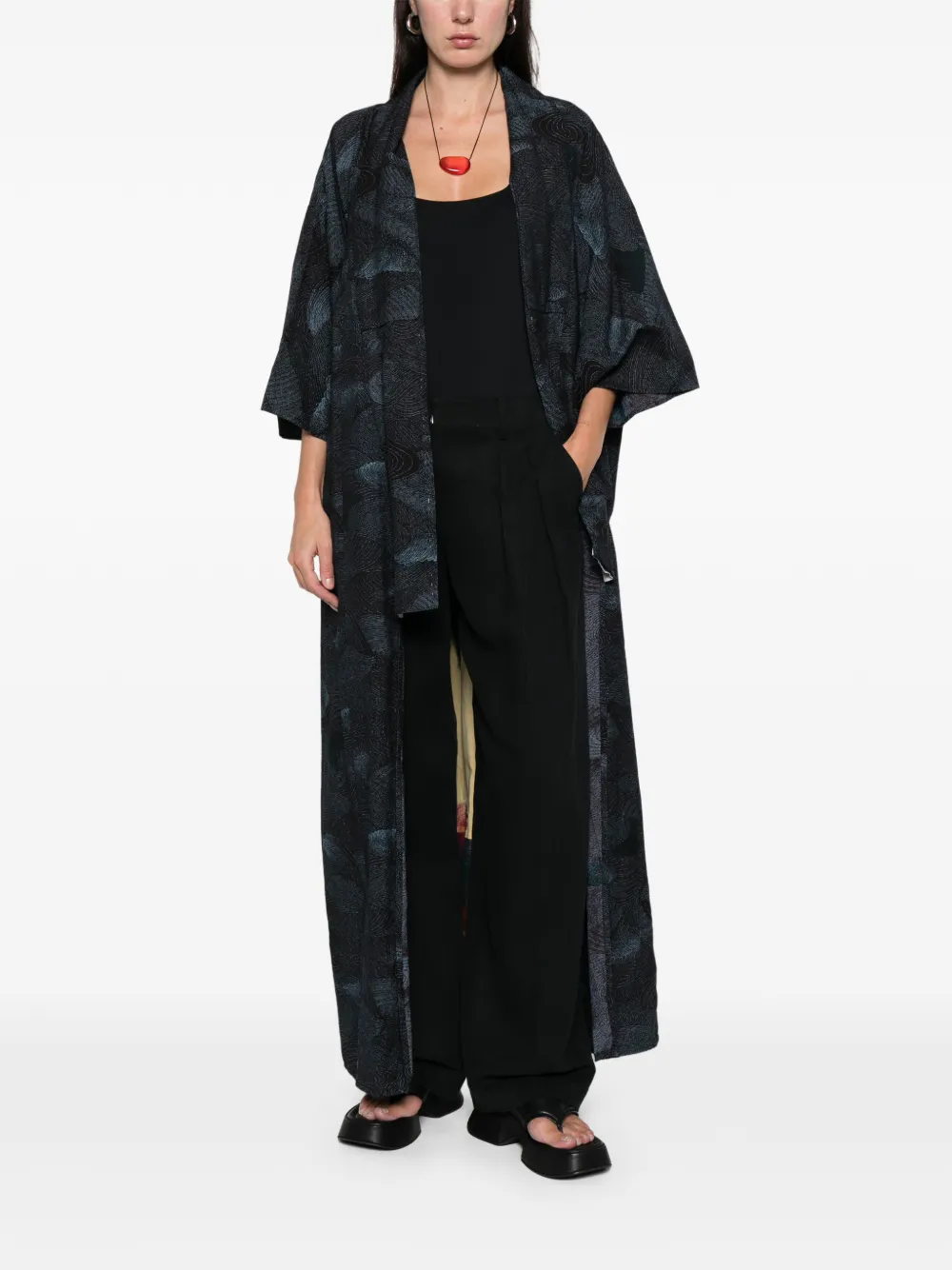 A.N.G.E.L.O. Vintage Upcycling Jas met bloemenpatch - Zwart