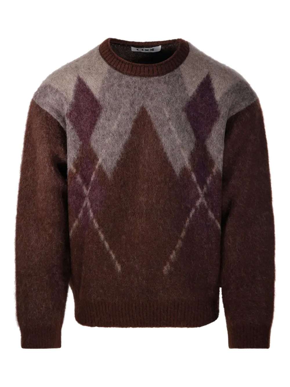 COOR argyle-pattern crew-neck sweater | Brown | Image 1