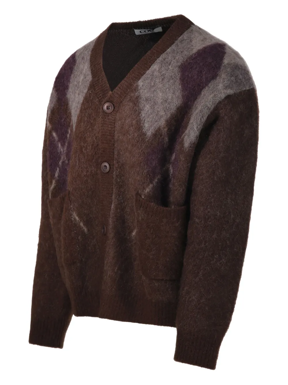 ARGYLE-PATTERN POCKET CARDIGAN