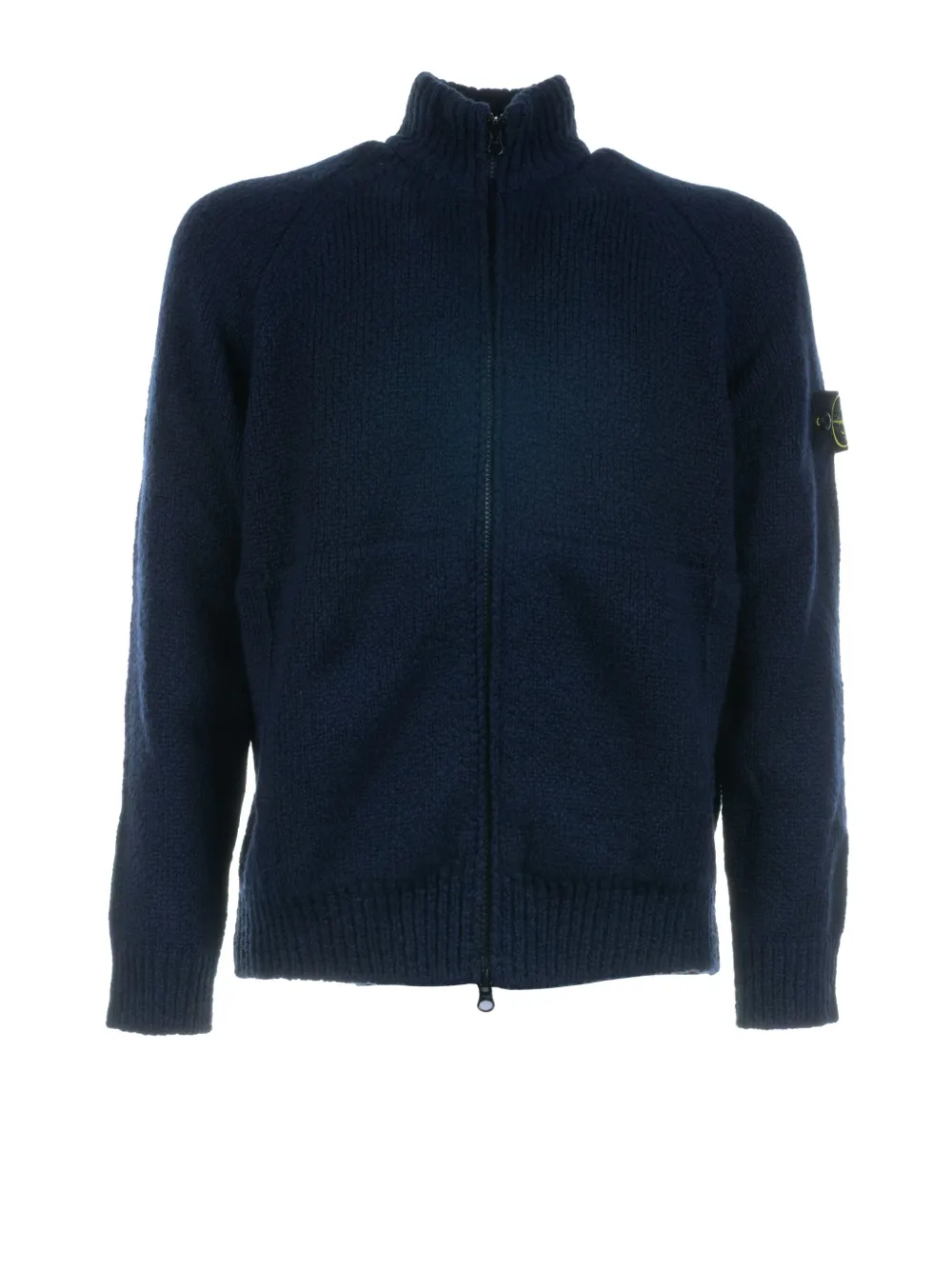 Stone Island Long-sleeved Knitted Cardigan In Blue