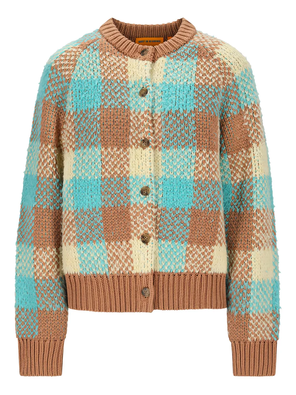 Guest In Residence Check-pattern Buttoned Cardigan In Brown