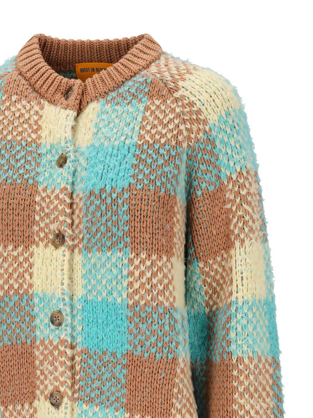 Guest In Residence Check-pattern Buttoned Cardigan In Brown