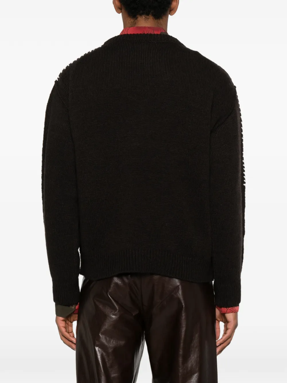 Paura Stitch-detail Sweater In Brown