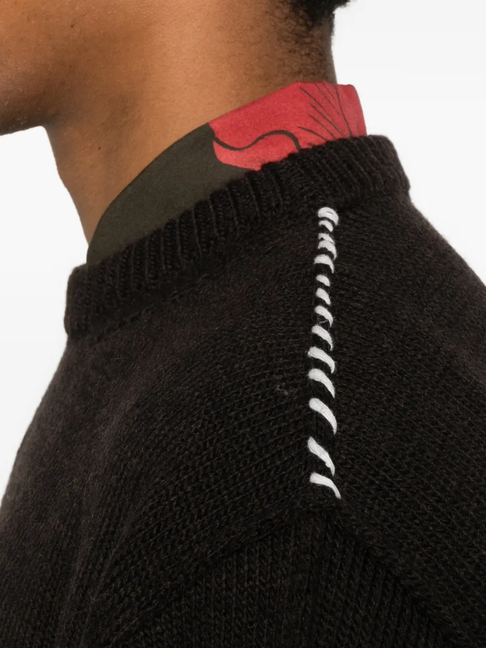 Paura Stitch-detail Sweater In Brown