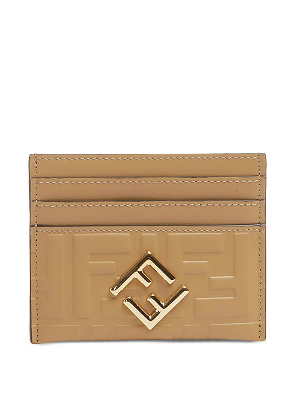 Fendi Ff Diamonds Leather Cardholder In Neutral
