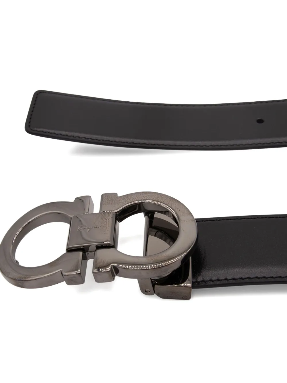 Ferragamo Leren riem met logogesp - Zwart