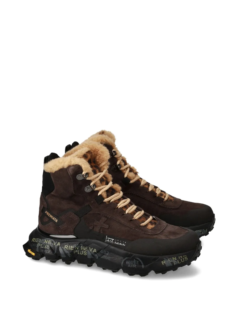 Premiata Trivor 452m Fur Lace-up Sneakers In Brown