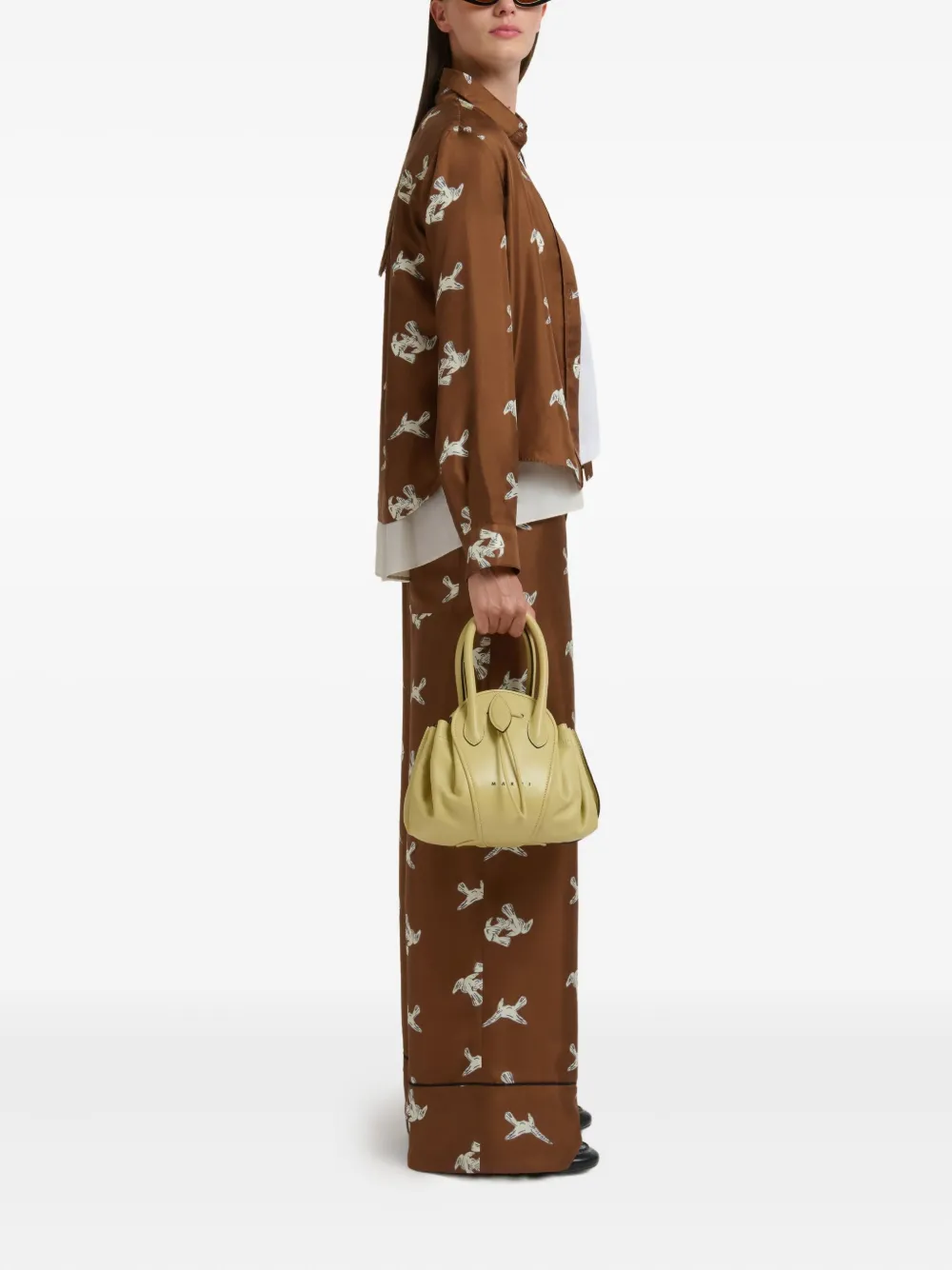 Marni Tulipea schoudertas met handvat - Groen