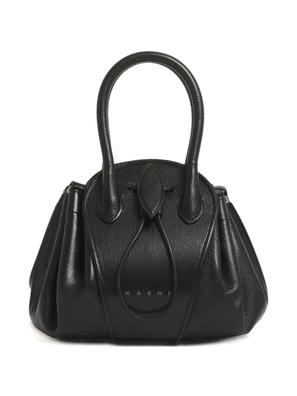 【新品】MARNI　レザ―ハンドバッグ　ブラック Marni Tulipea レザーハンドバッグ S | ブラック | FARFETCH JP