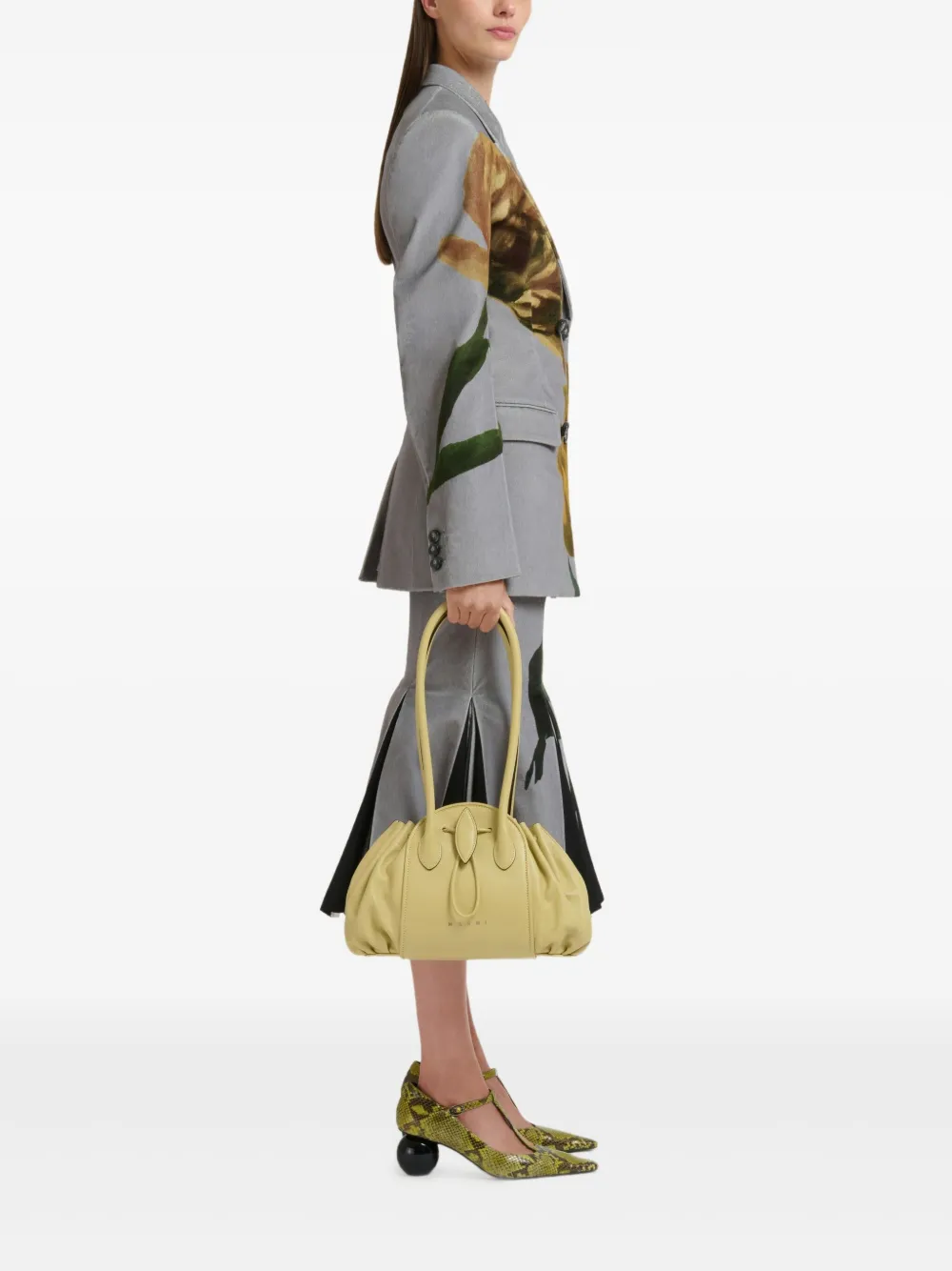 Marni Shopper van soepel leer - Groen