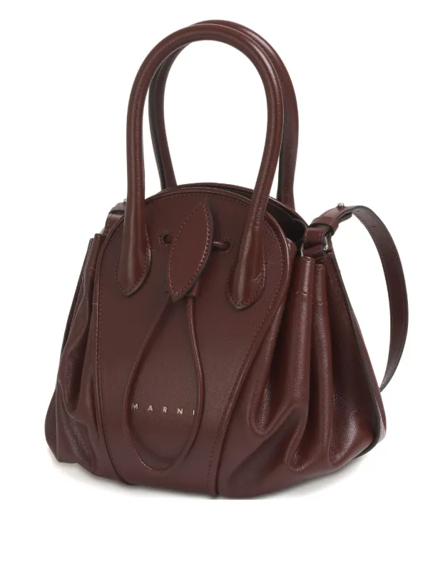 Marni Leather Tulipea Small Handbag in Brown