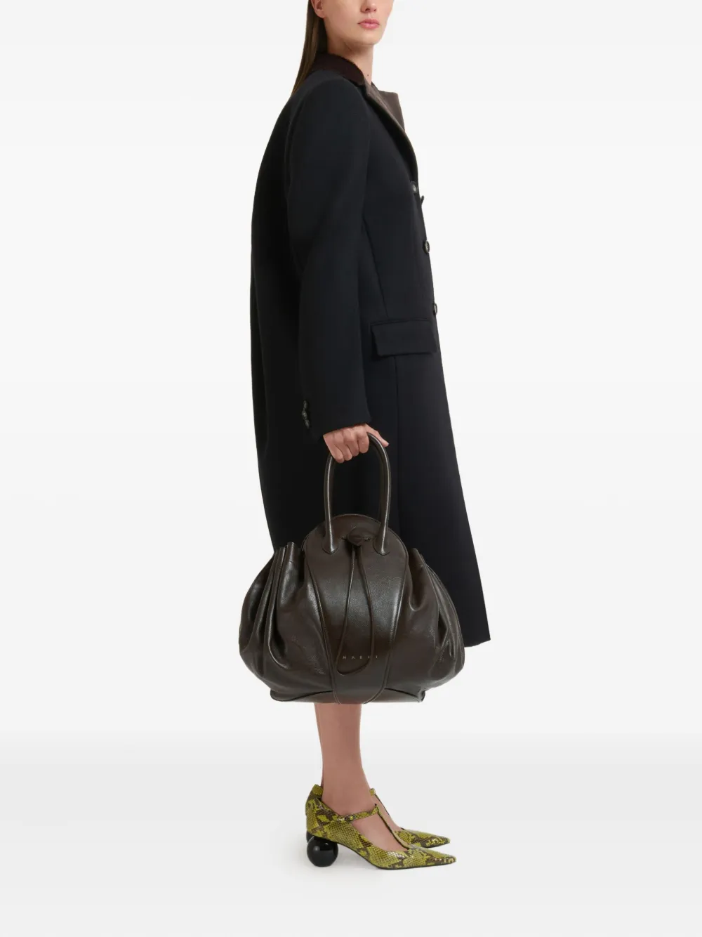 Marni Tulipea schoudertas met handvat - Bruin