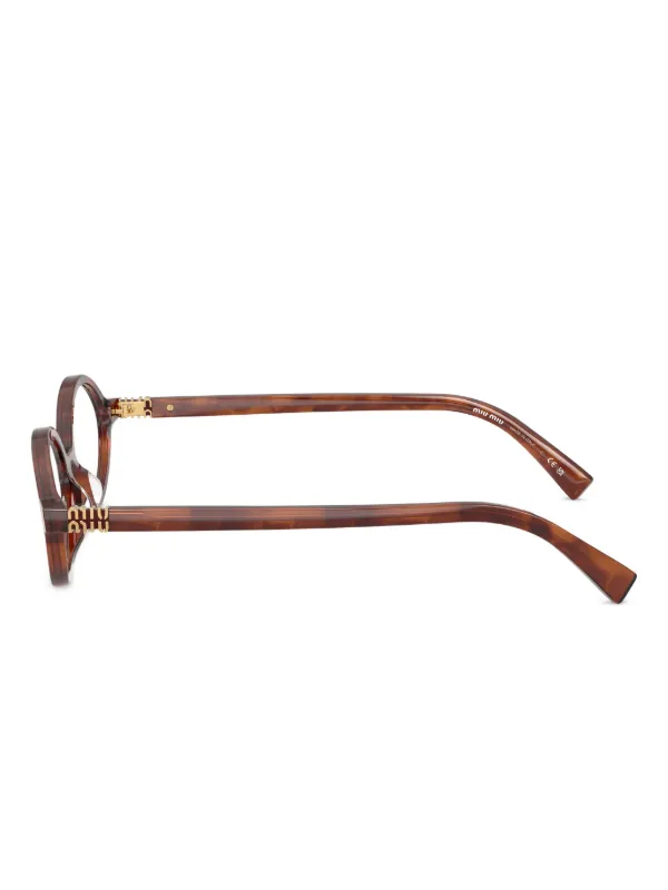 MIU MIU ブラウン オーバル メガネ Miu Miu Eyewear オーバルメガネフレーム | ブラウン | FARFETCH JP