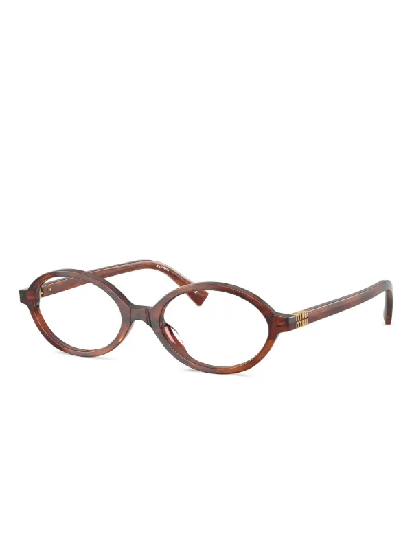 Miu Miu Eyewear オーバルメガネフレーム | ブラウン | FARFETCH JP