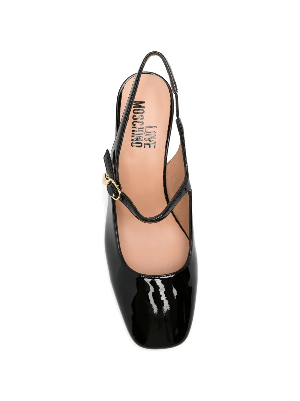 Love Moschino square-toe leather pumps Zwart