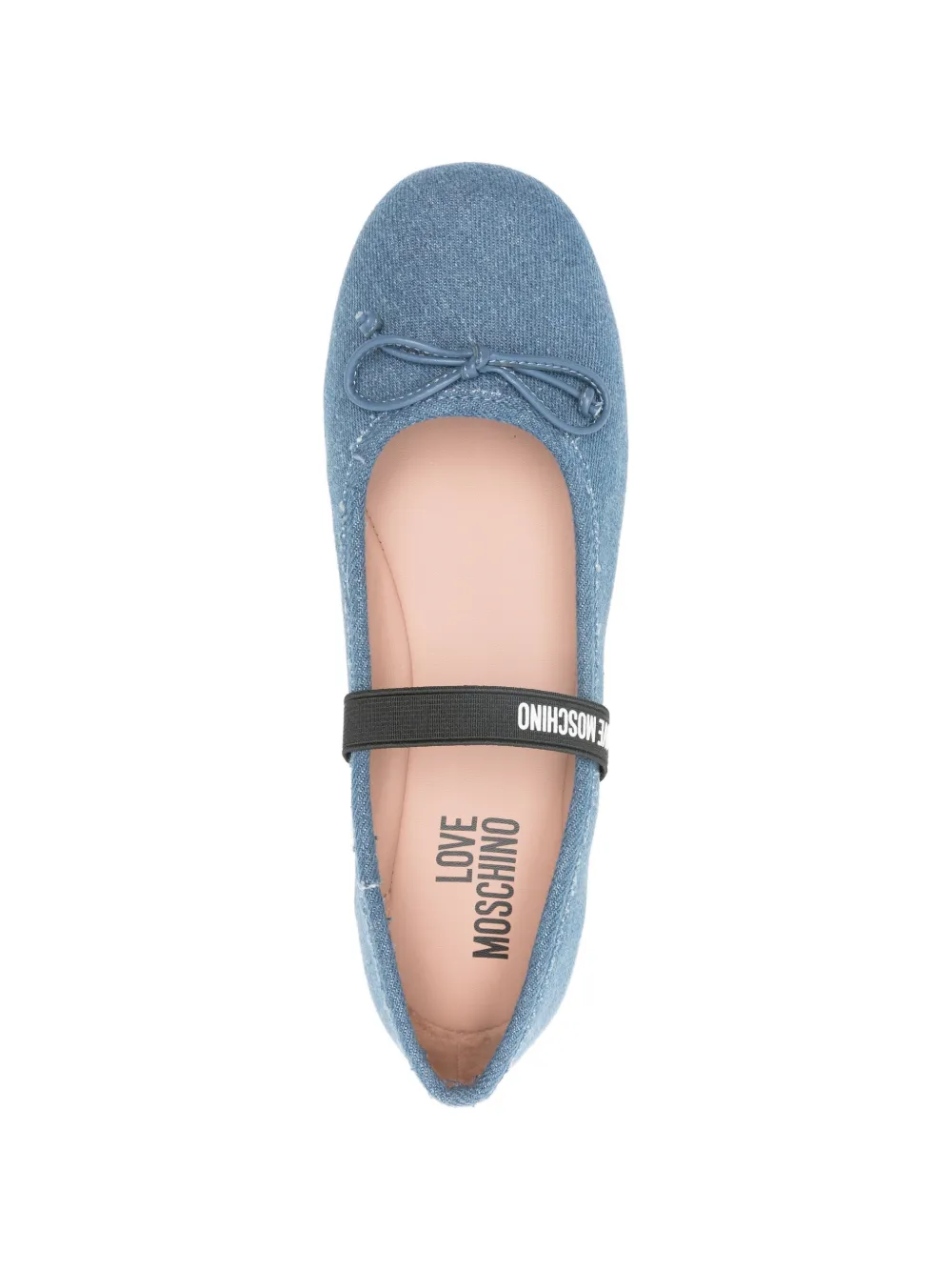 Love Moschino bow-detail strap ballet flats Blauw