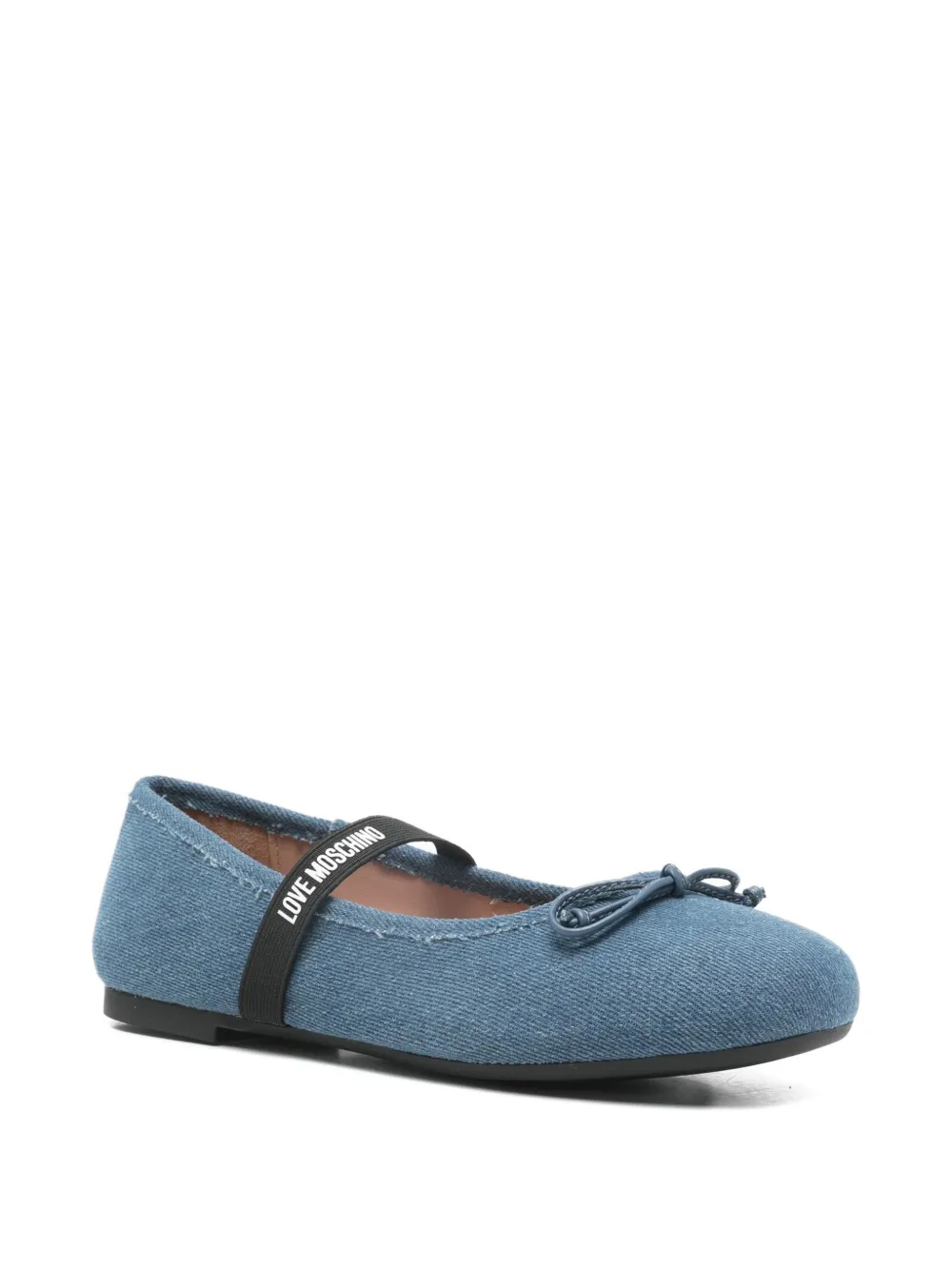 Love Moschino bow-detail strap ballet flats - Blauw