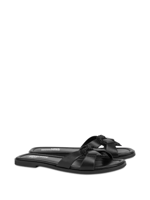 Love Moschino Knotted Leather Sandals | Black | FARFETCH