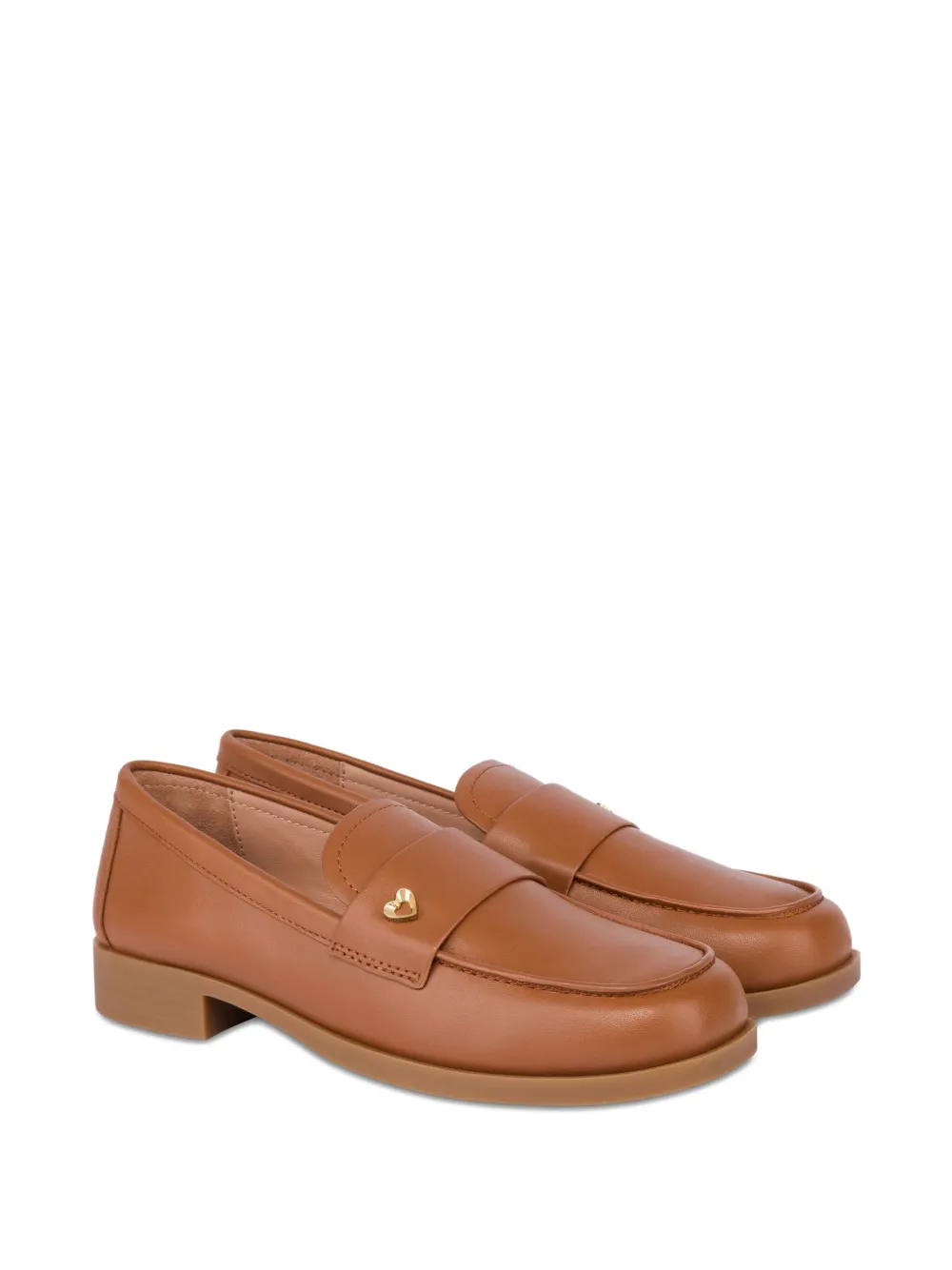 Love Moschino Leren loafers met hartdetail - Bruin