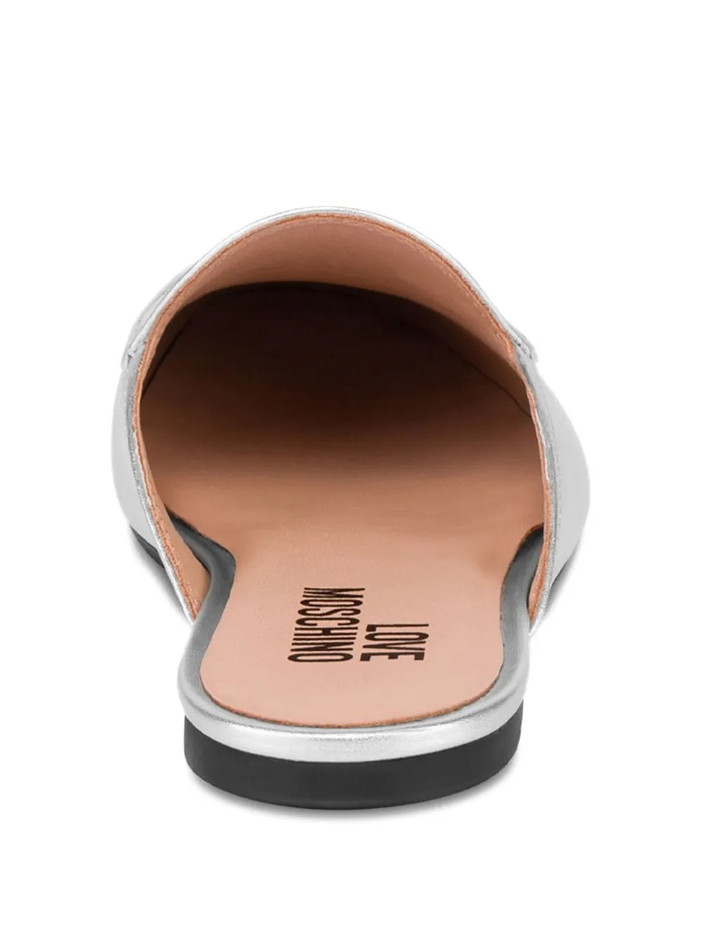 Love Moschino Muiltjes met metallic embleem Zilver
