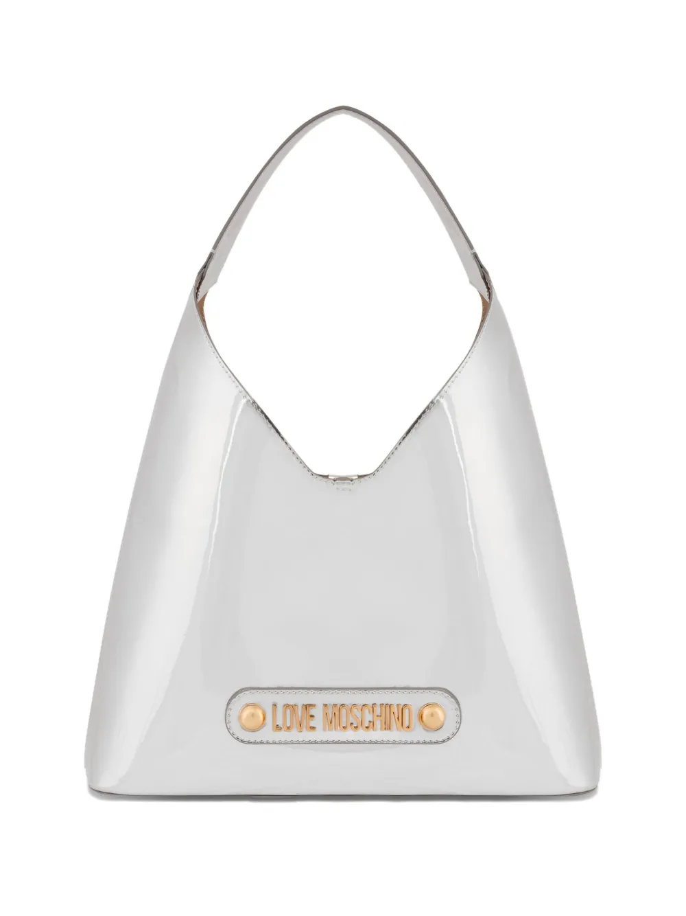 Love Moschino Borsa a spalla con applicazione logo - Grigio