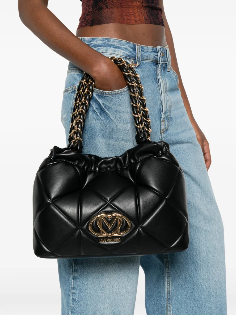 Love Moschino quilted chain-strap shoulder bag - Zwart