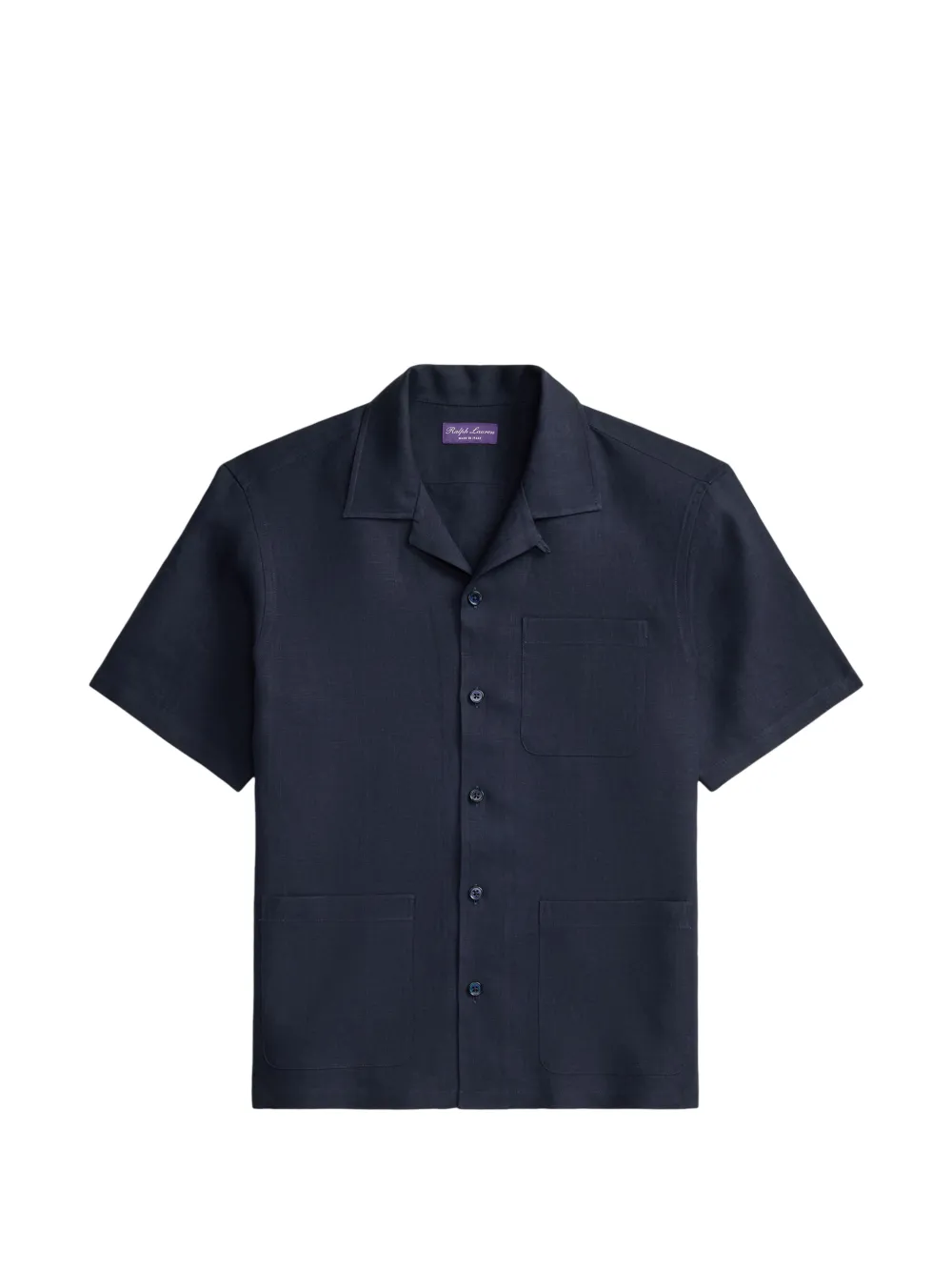 Ralph Lauren Purple Label linen camp-collar shirt Blauw