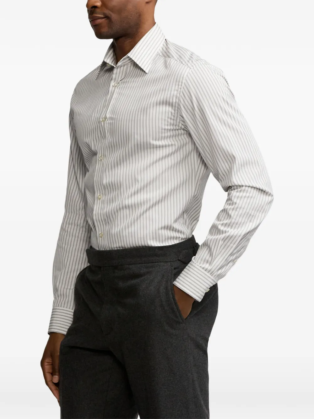 Ralph Lauren Purple Label vertical-stripe shirt Wit