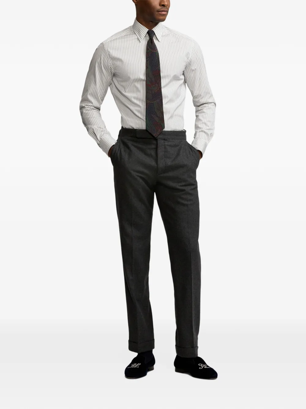 Ralph Lauren Purple Label vertical-stripe shirt Wit