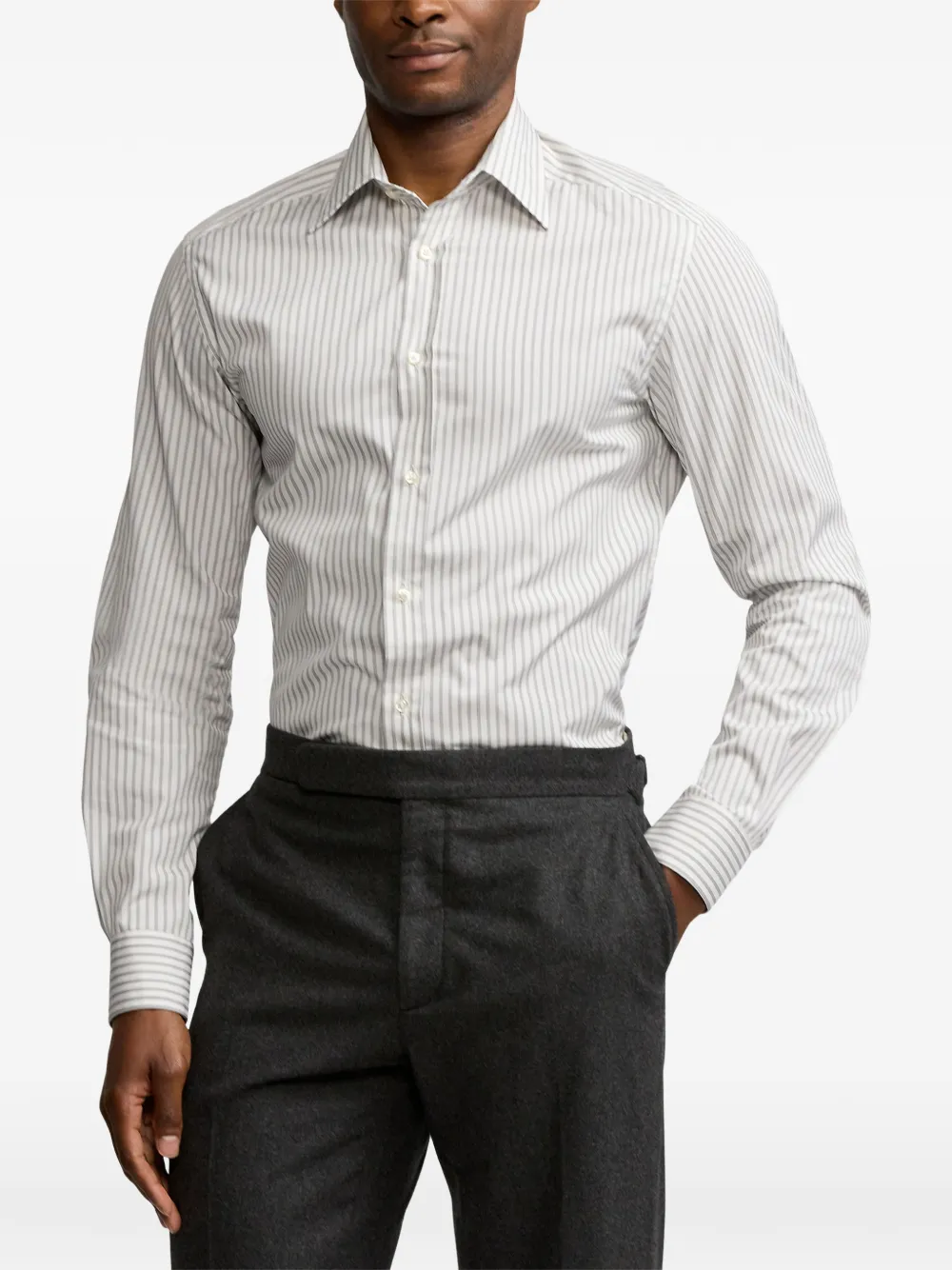 Ralph Lauren Purple Label vertical-stripe shirt Wit